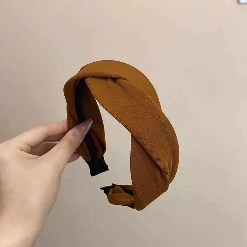 French Style Brown Headband for Women Retro Hair Clamp