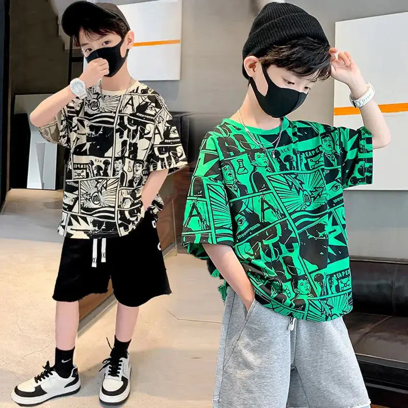 Boys Green Graphic Short Sleeve T-Shirt 2026