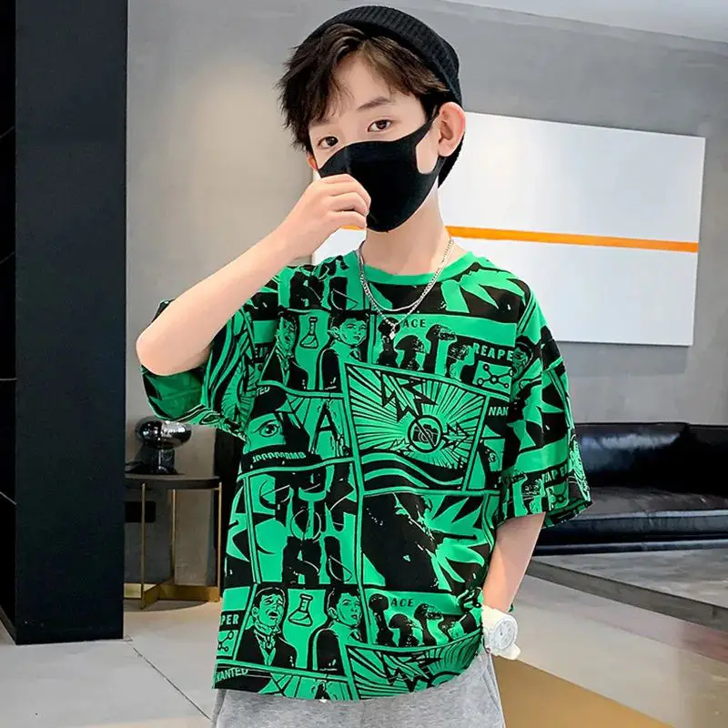 Boys Green Graphic Short Sleeve T-Shirt 2026