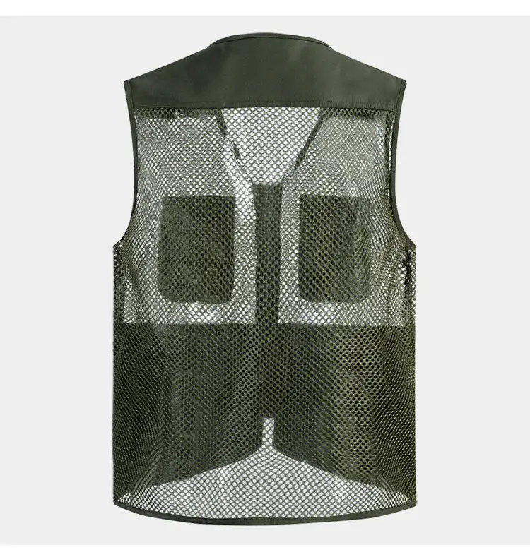 Men's Green Mesh Waistcoat Vest with 10 Pockets — feature 15