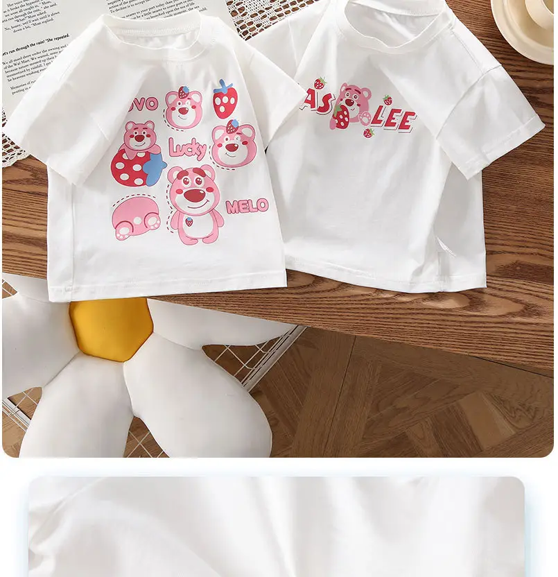 Girls White Anime Bear T-Shirt Baby Half Sleeve New — feature 4