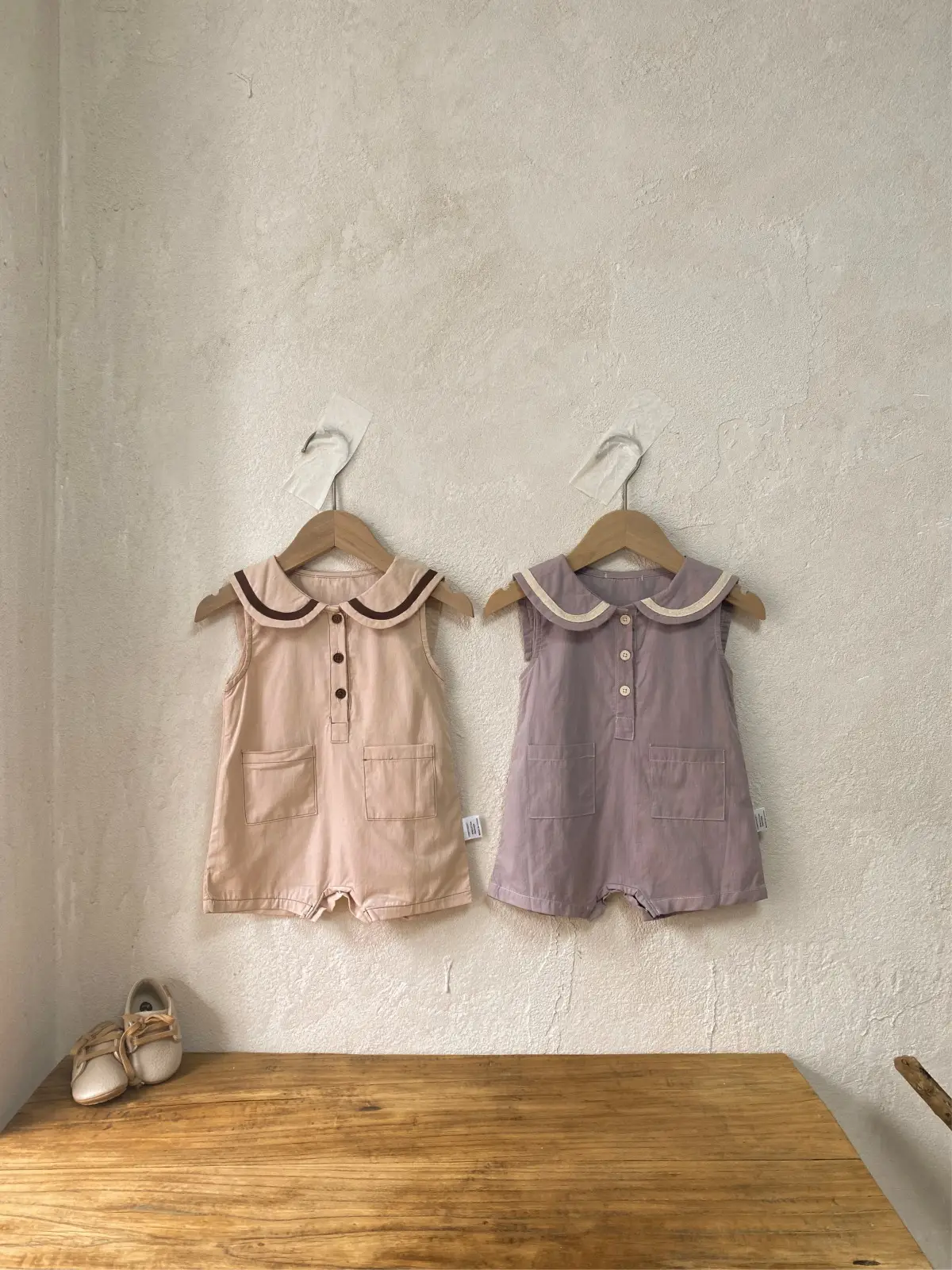 Baby Flap Pocket Lapel Shorts Set Pink - Image 5
