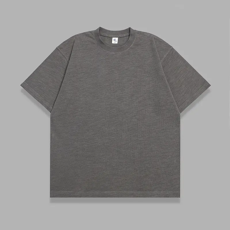 Men Grey Cotton T-Shirt Loose Fit 320g - Image 4