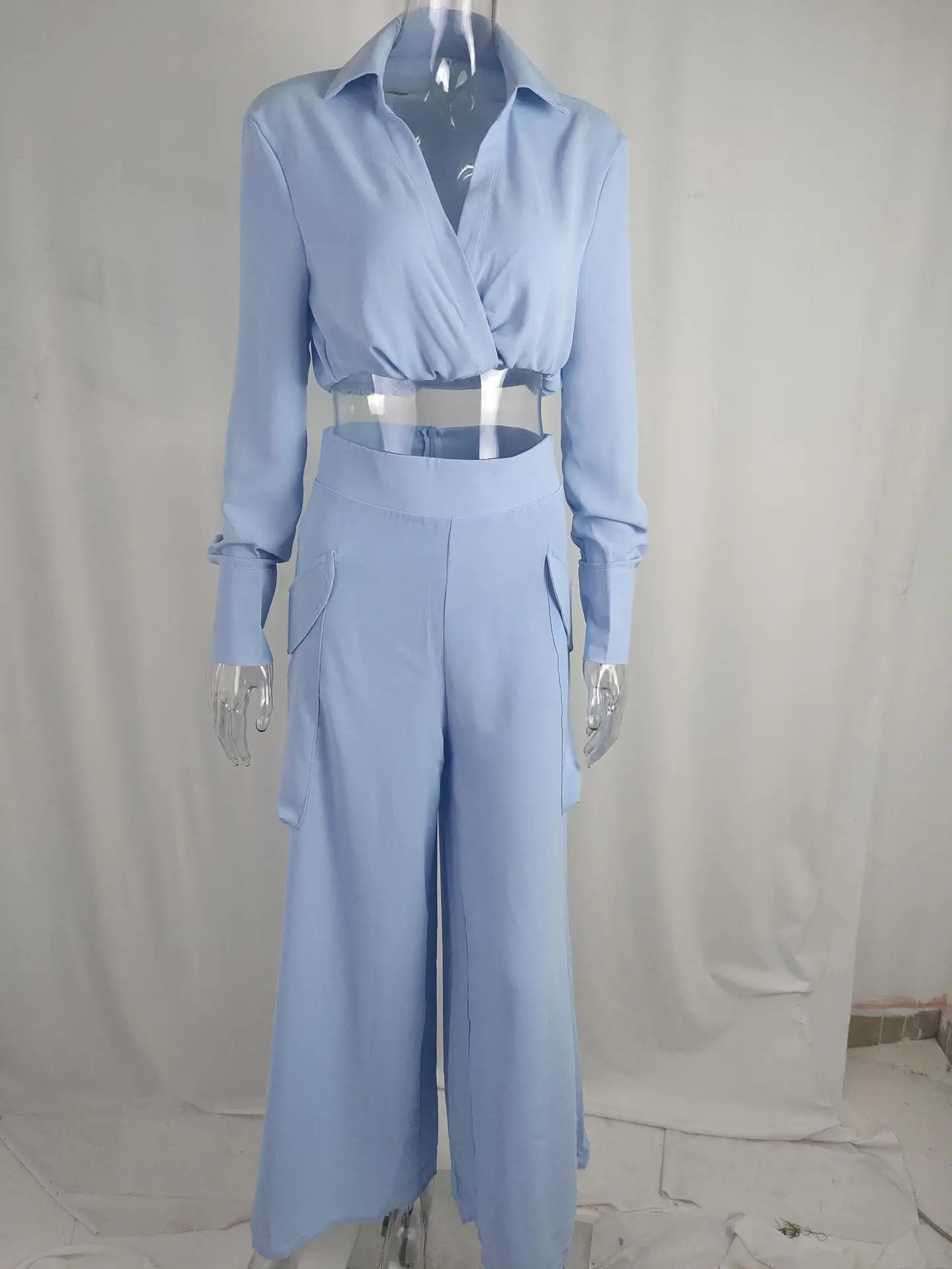 Women's Orange Silk Long Sleeve Winter Suit with Waist Tie — feature 30