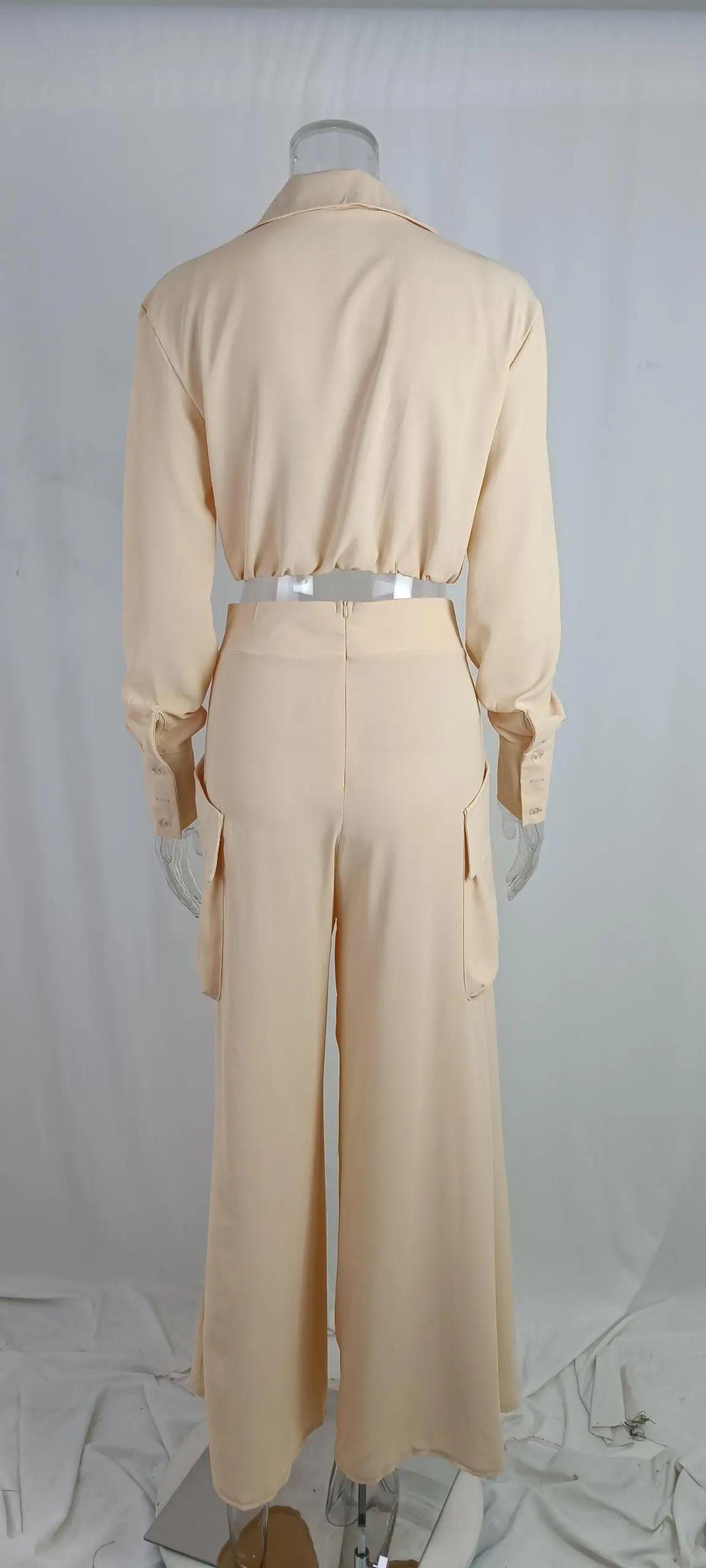 Women's Orange Silk Long Sleeve Winter Suit with Waist Tie — feature 41