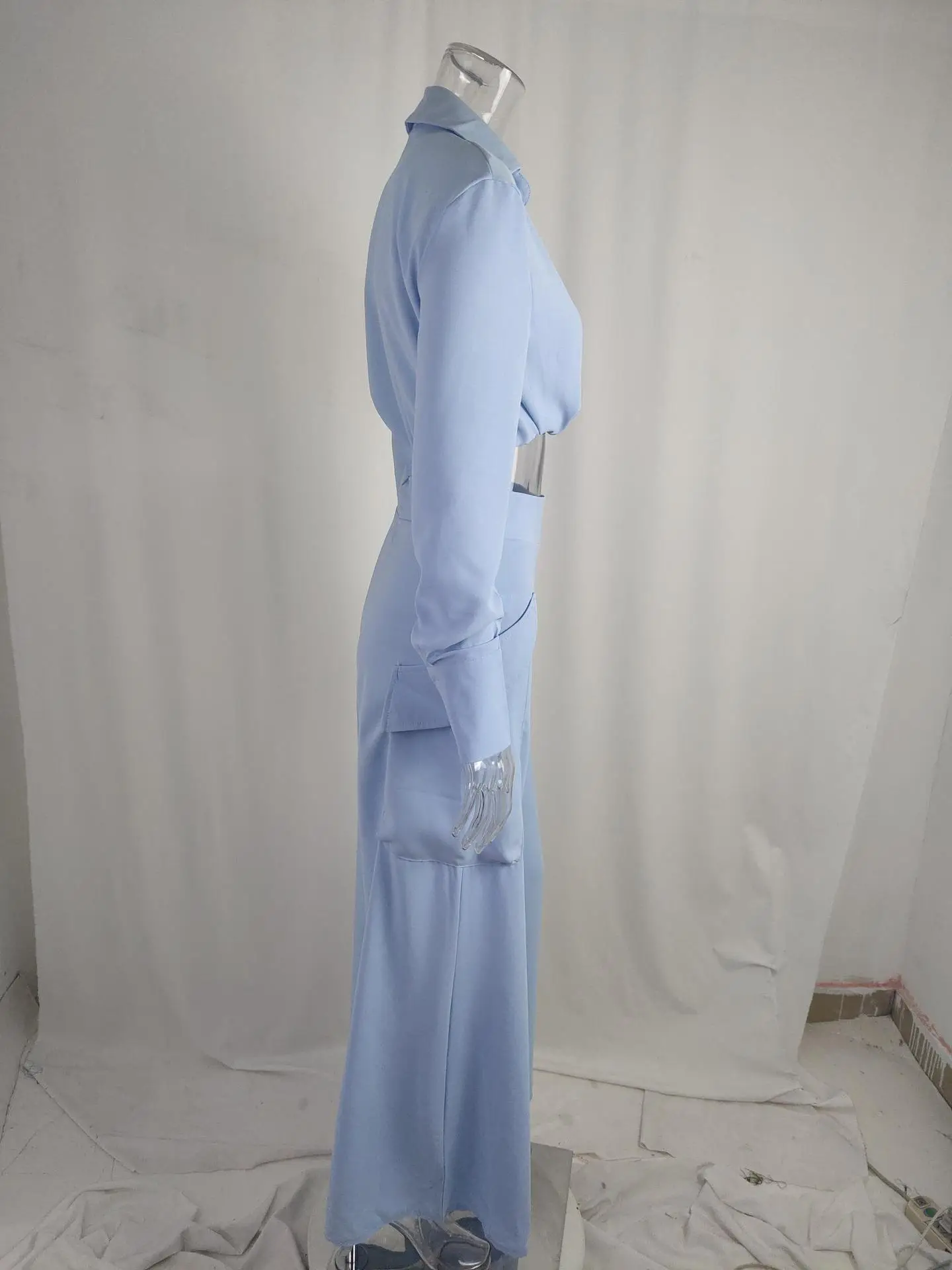 Women's Orange Silk Long Sleeve Winter Suit with Waist Tie — feature 42