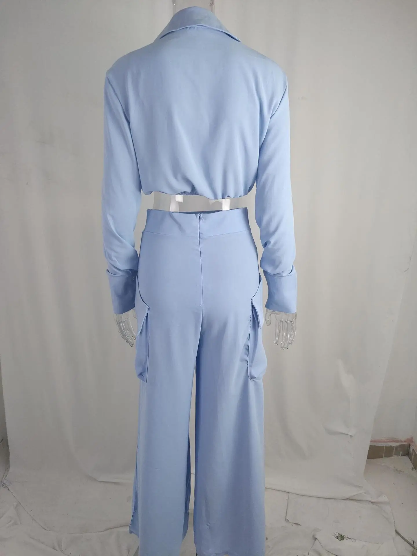 Women's Orange Silk Long Sleeve Winter Suit with Waist Tie — feature 43