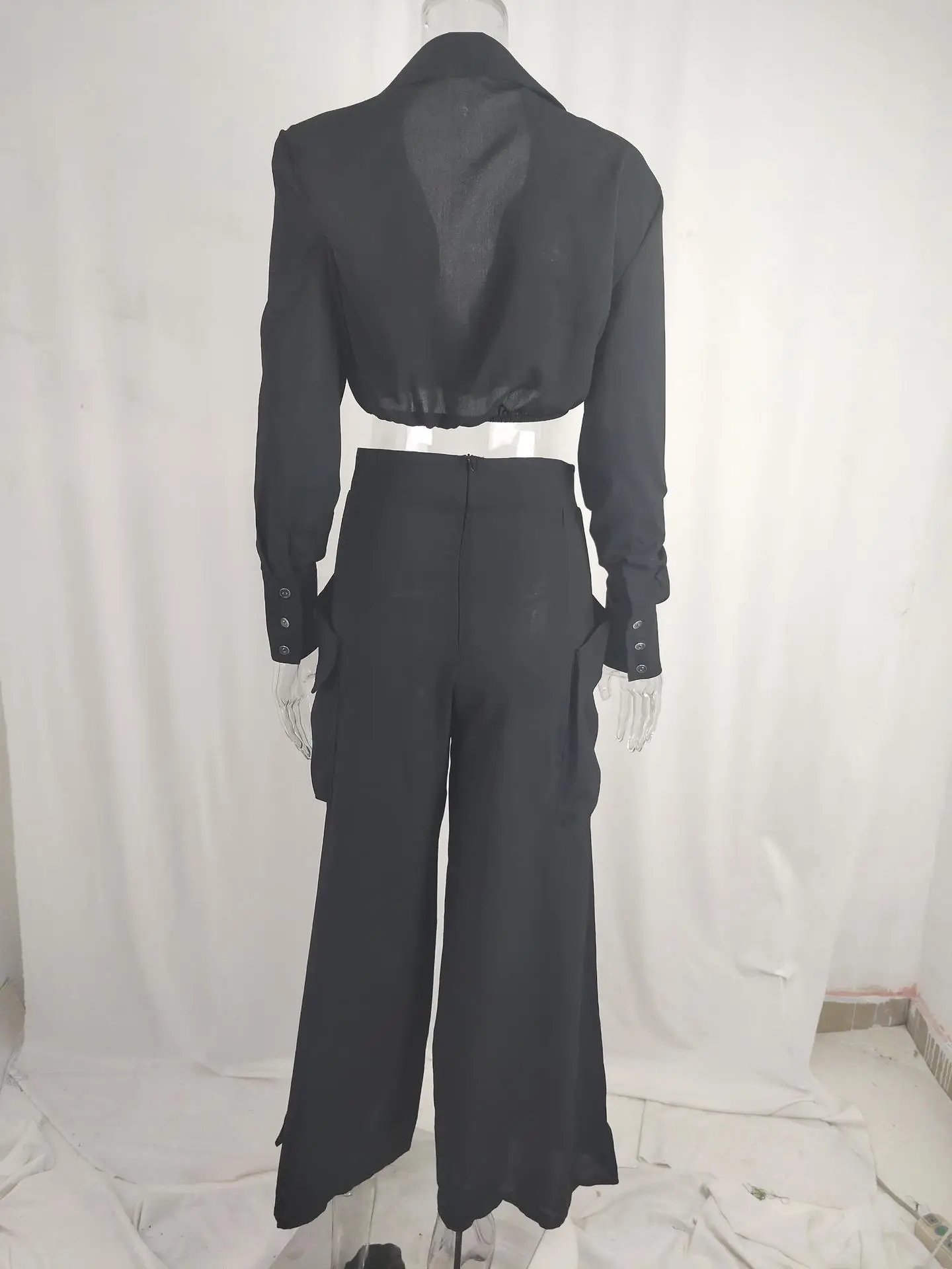 Women's Orange Silk Long Sleeve Winter Suit with Waist Tie — feature 44