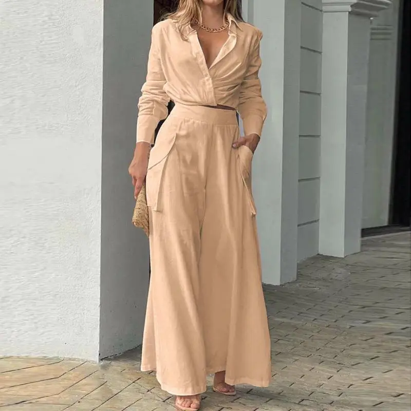 Women's Orange Silk Long Sleeve Winter Suit with Waist Tie - Image 3