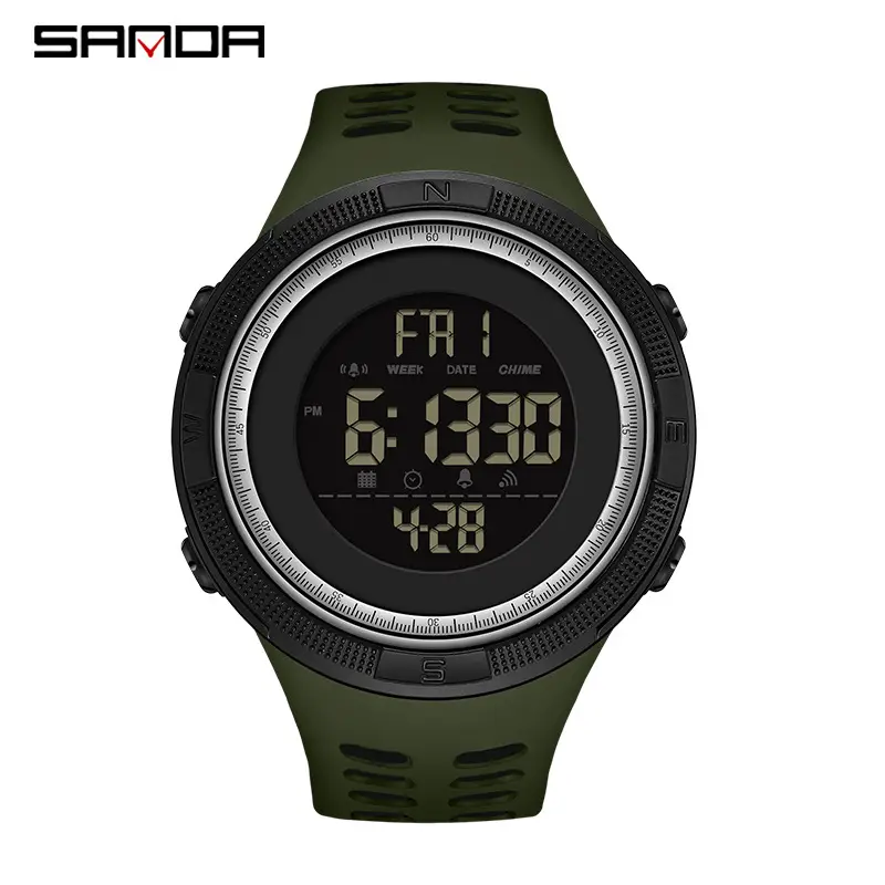 Sanda Men's Digital Watch Black Red Waterproof 48H - Image 4