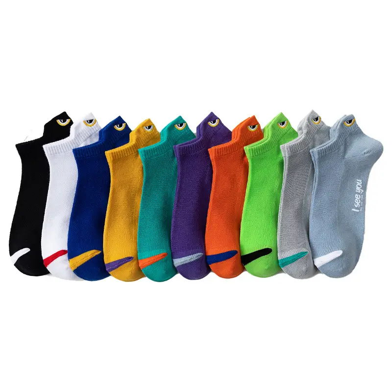 Summer New Men's Ear Jacquard Deviruchi Short Socks Deodorant Casual Sweat Absorbing Colorful Summer Short Boat Socks