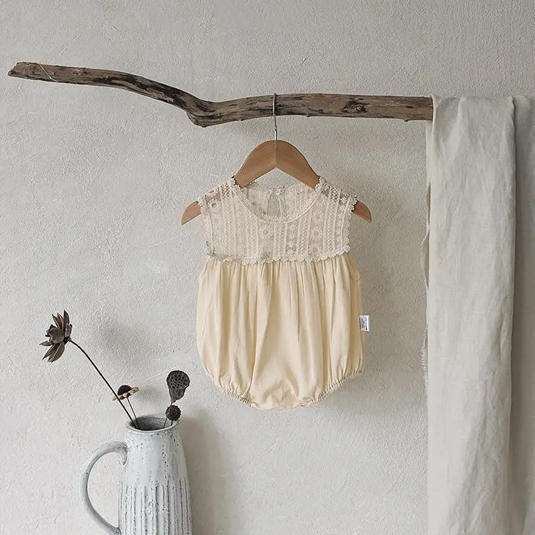 White Baby Lace Sleeveless Jumpsuit for Girls