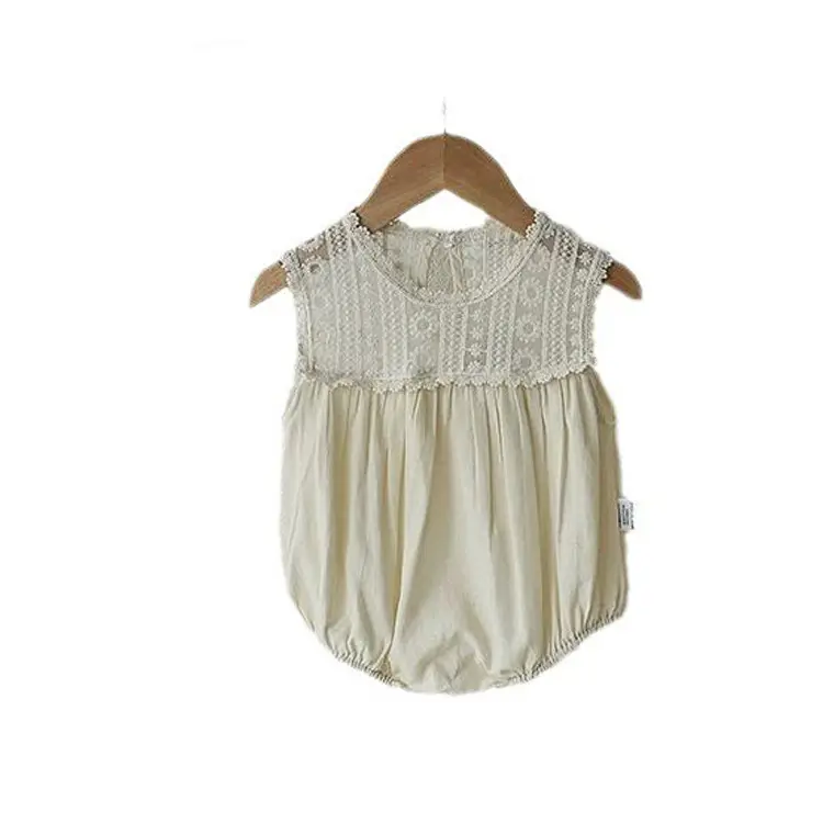 White Baby Lace Sleeveless Jumpsuit for Girls