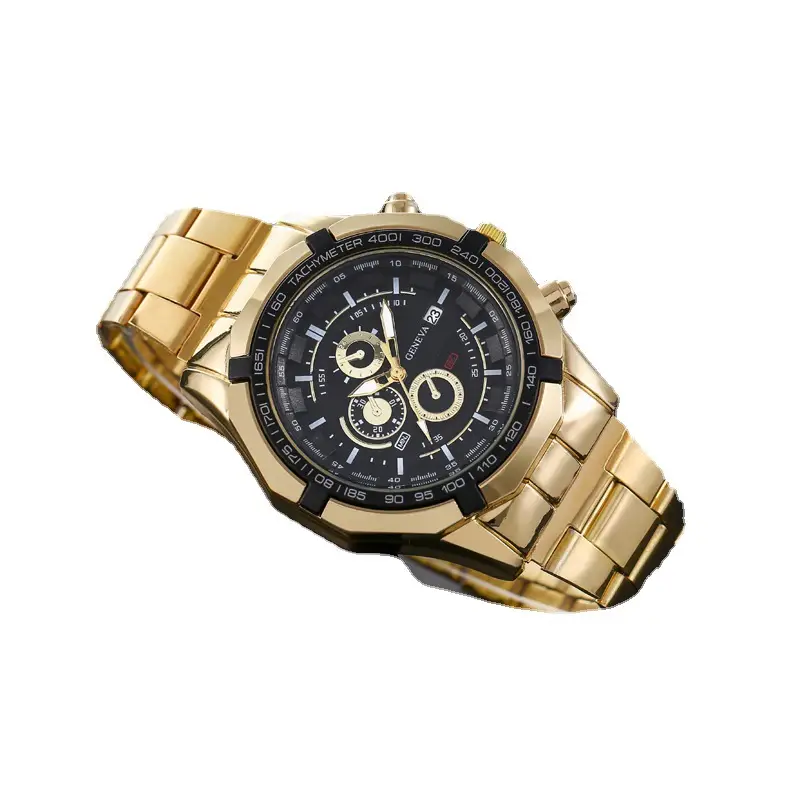 Men's Steel Band Quartz Watch with Calendar