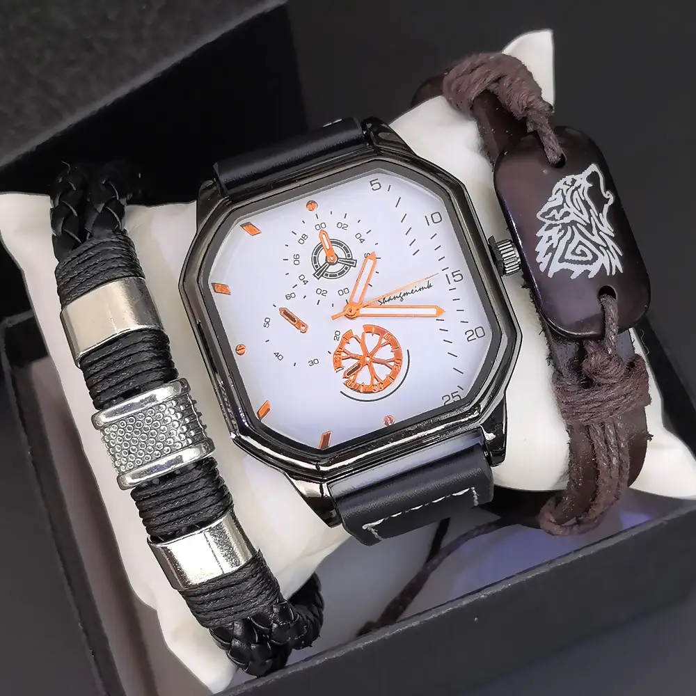 Men's Steel Band Quartz Watch with Calendar
