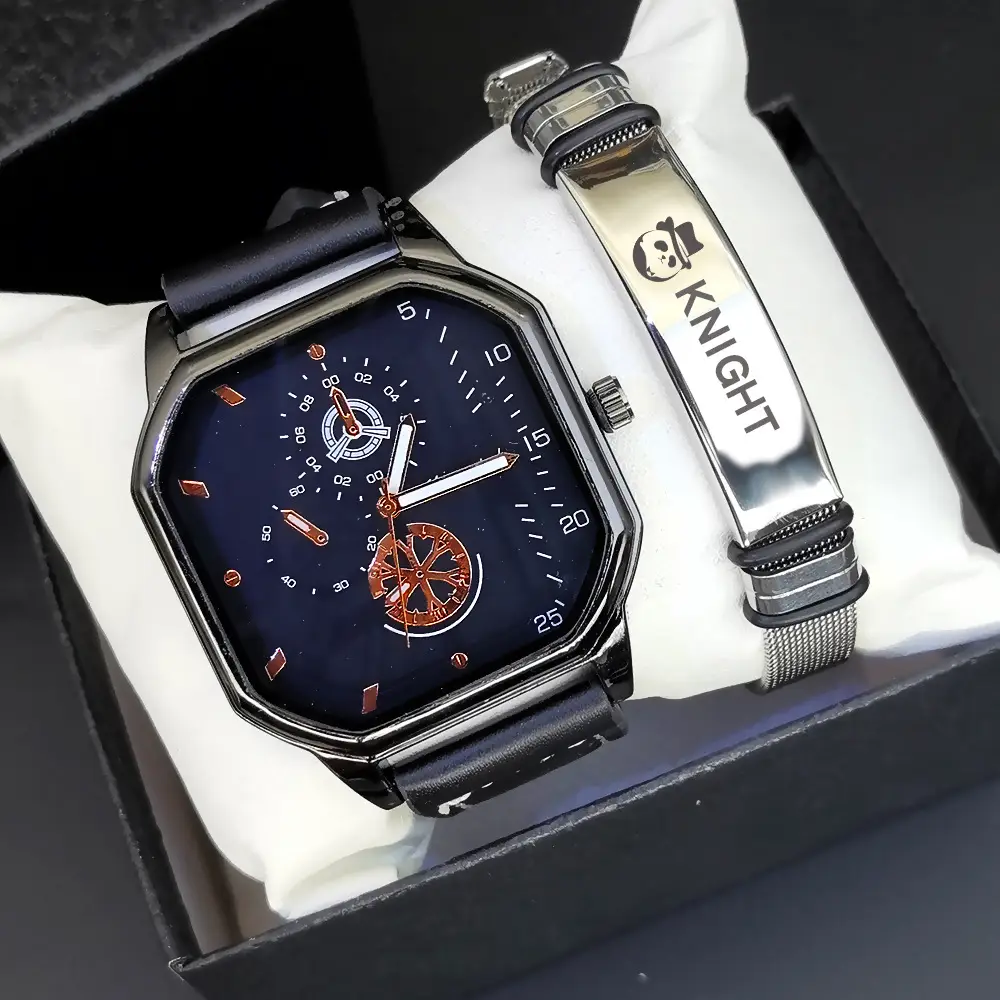Men's Steel Band Quartz Watch with Calendar