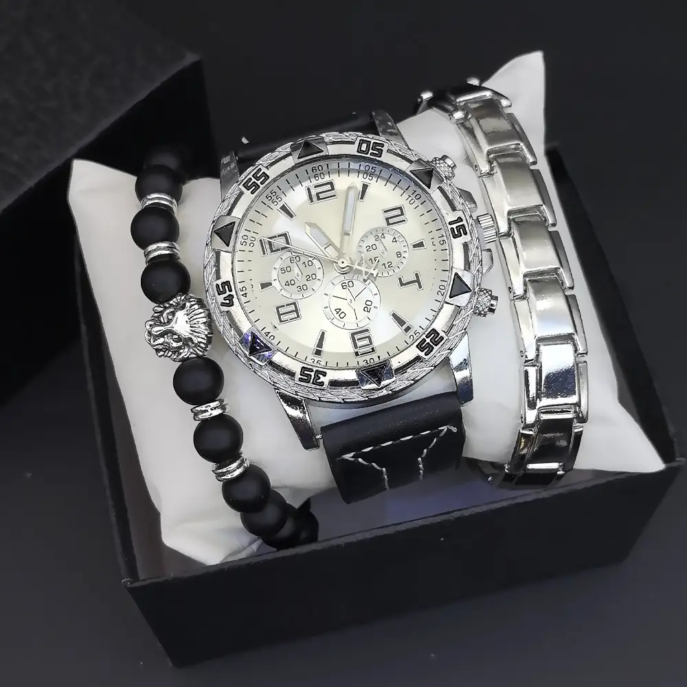 Men's Steel Band Quartz Watch with Calendar