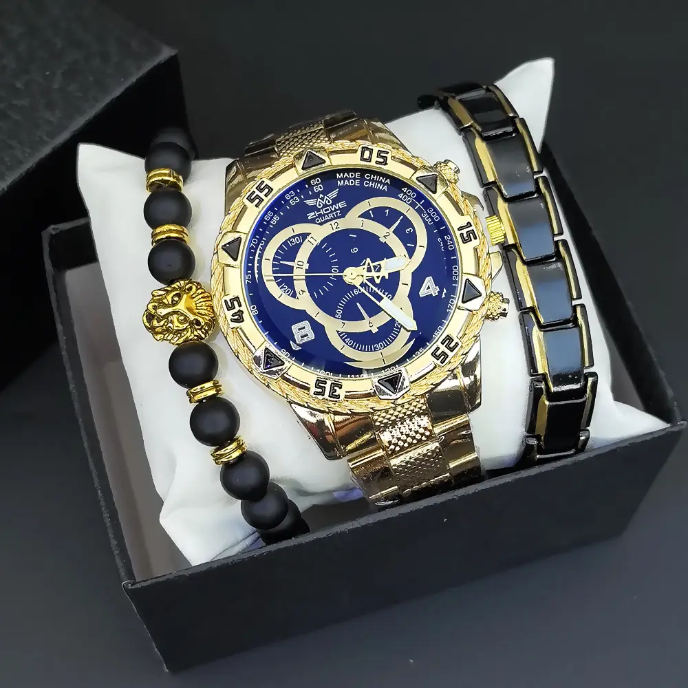 Men's Steel Band Quartz Watch with Calendar