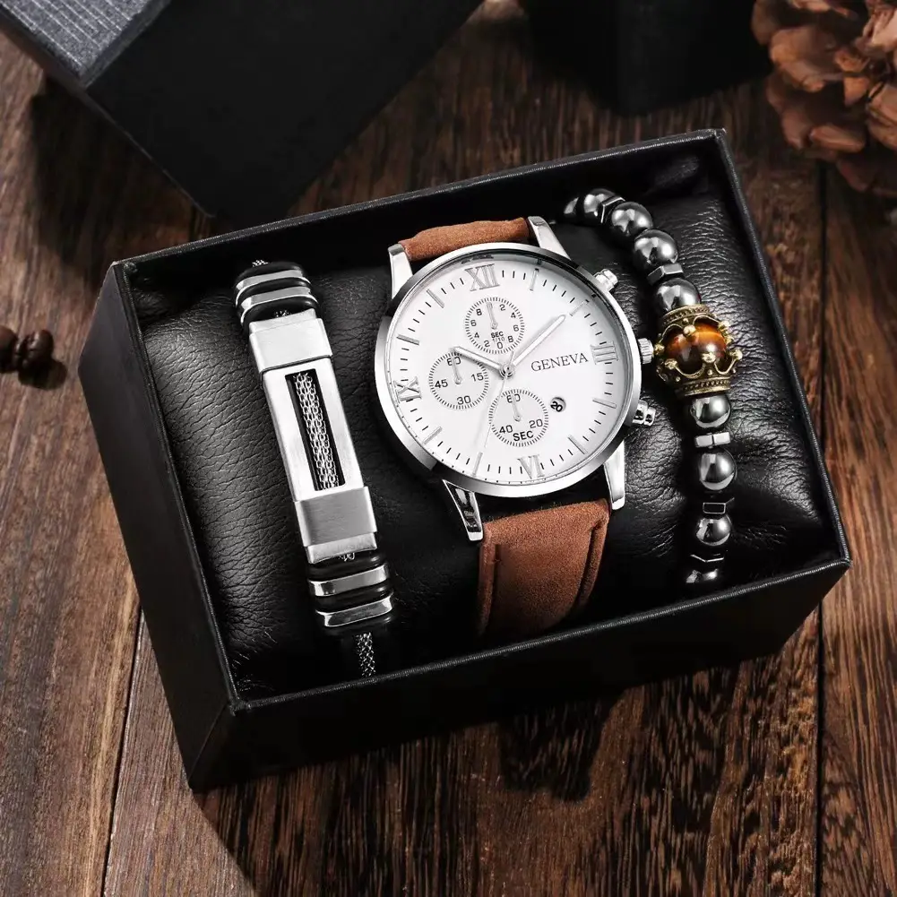 Men's Steel Band Quartz Watch with Calendar
