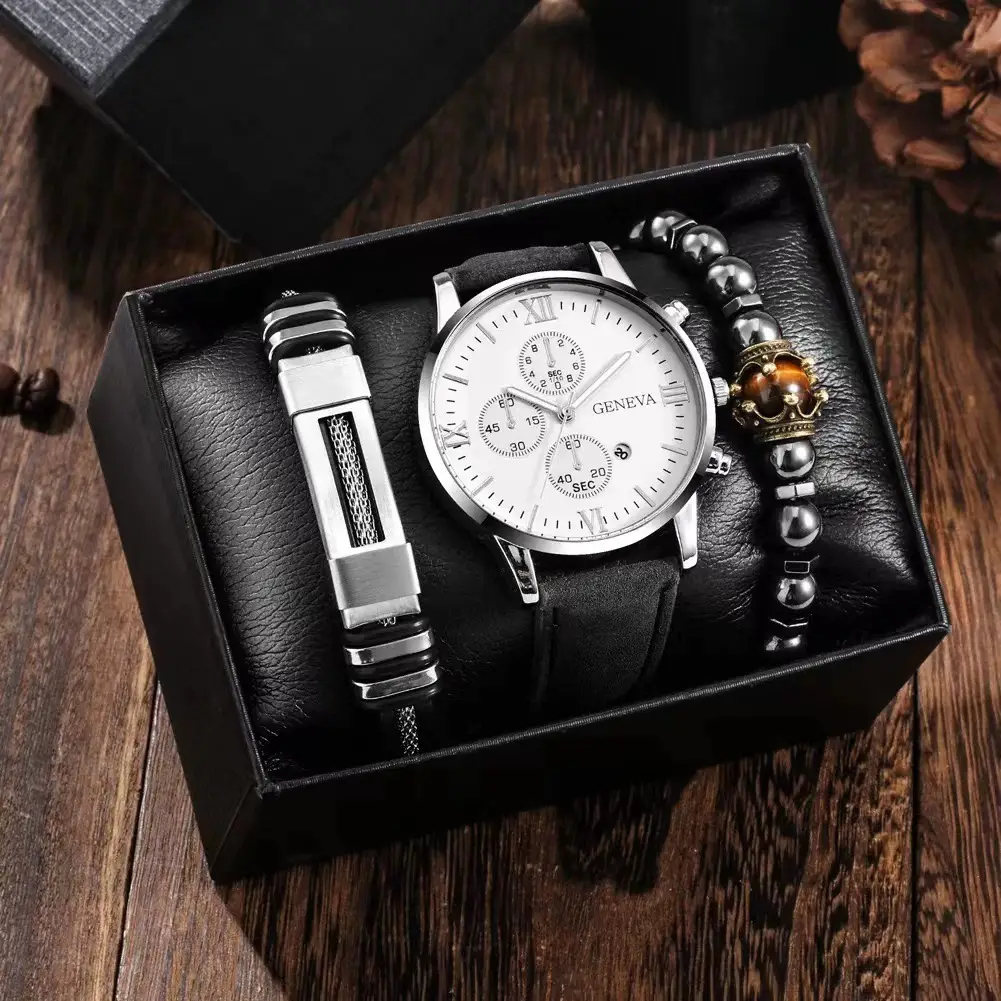 Men's Steel Band Quartz Watch with Calendar