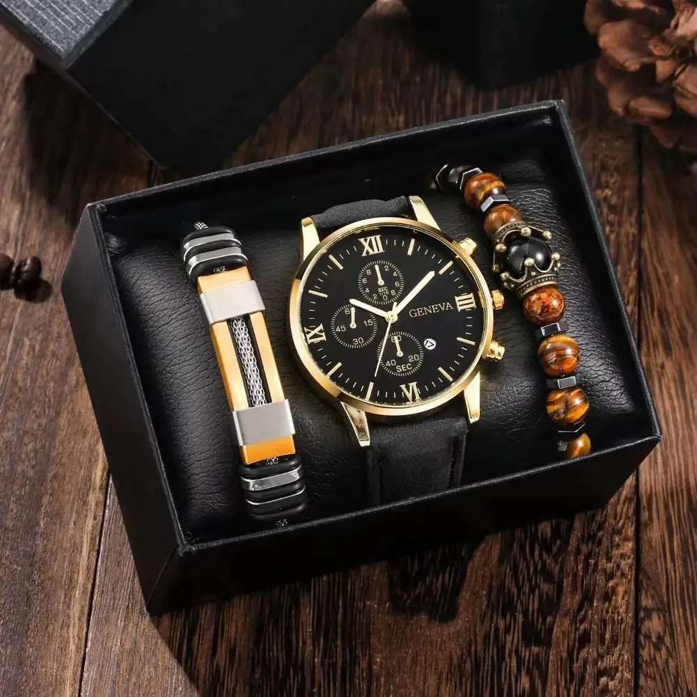 Men's Steel Band Quartz Watch with Calendar