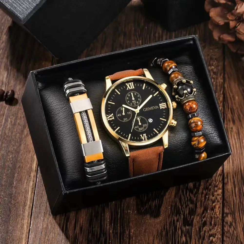 Men's Steel Band Quartz Watch with Calendar