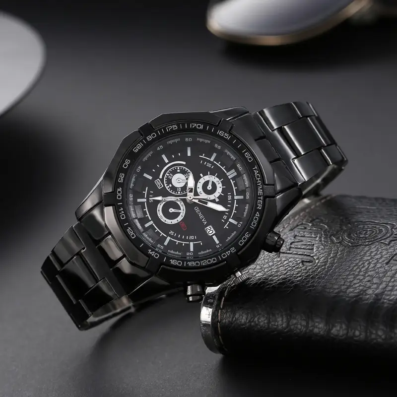 Men's Steel Band Quartz Watch with Calendar