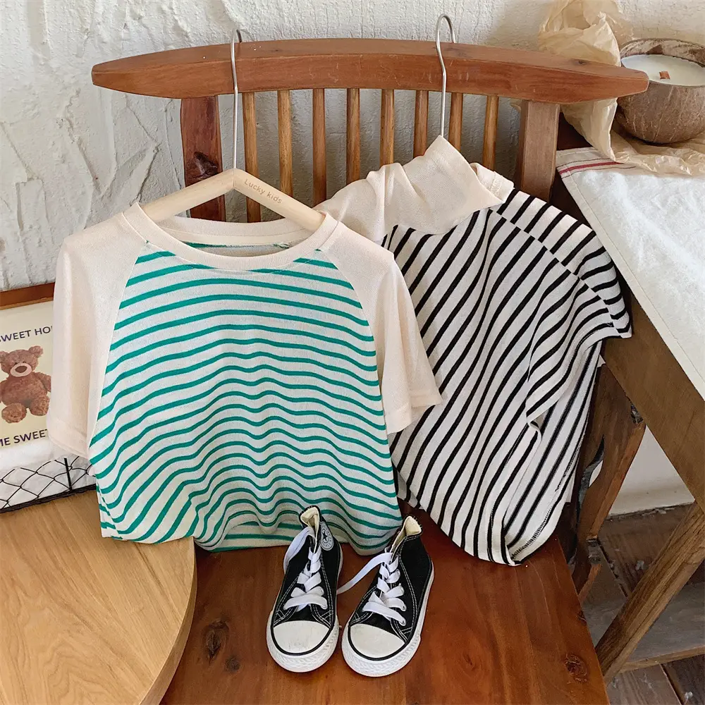 Summer Casual Striped T-Shirt Top for Boys Girls — feature 11