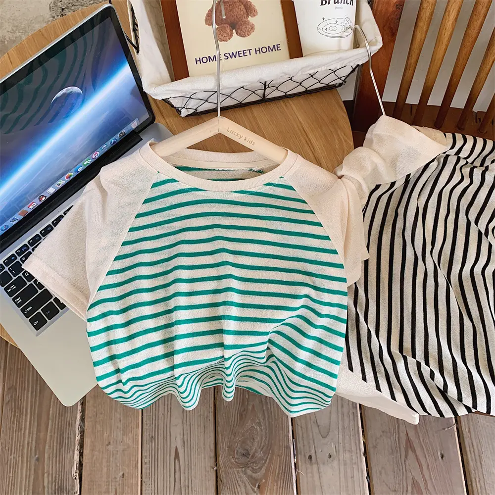 Summer Casual Striped T-Shirt Top for Boys Girls — feature 12