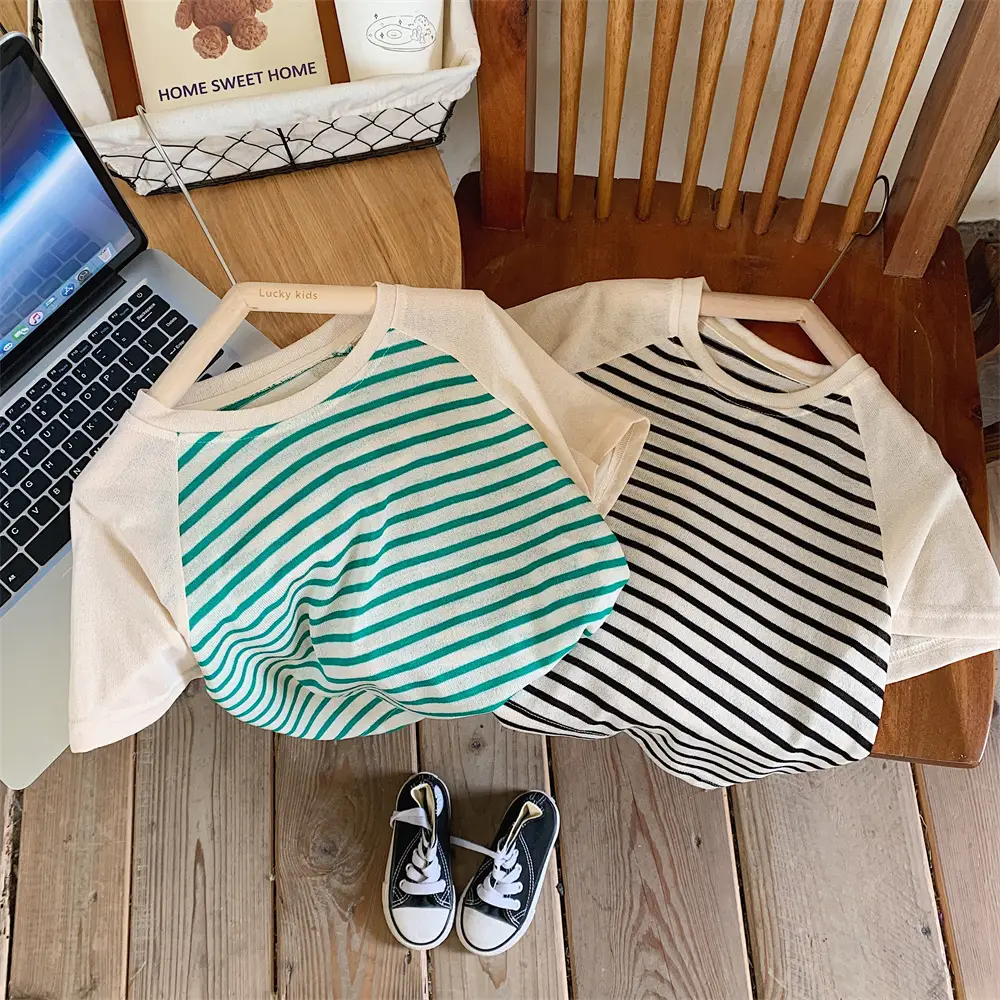 Summer Casual Striped T-Shirt Top for Boys Girls — feature 13