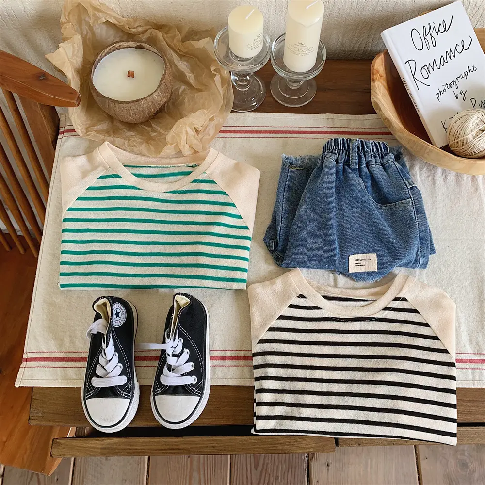 Summer Casual Striped T-Shirt Top for Boys Girls — feature 14