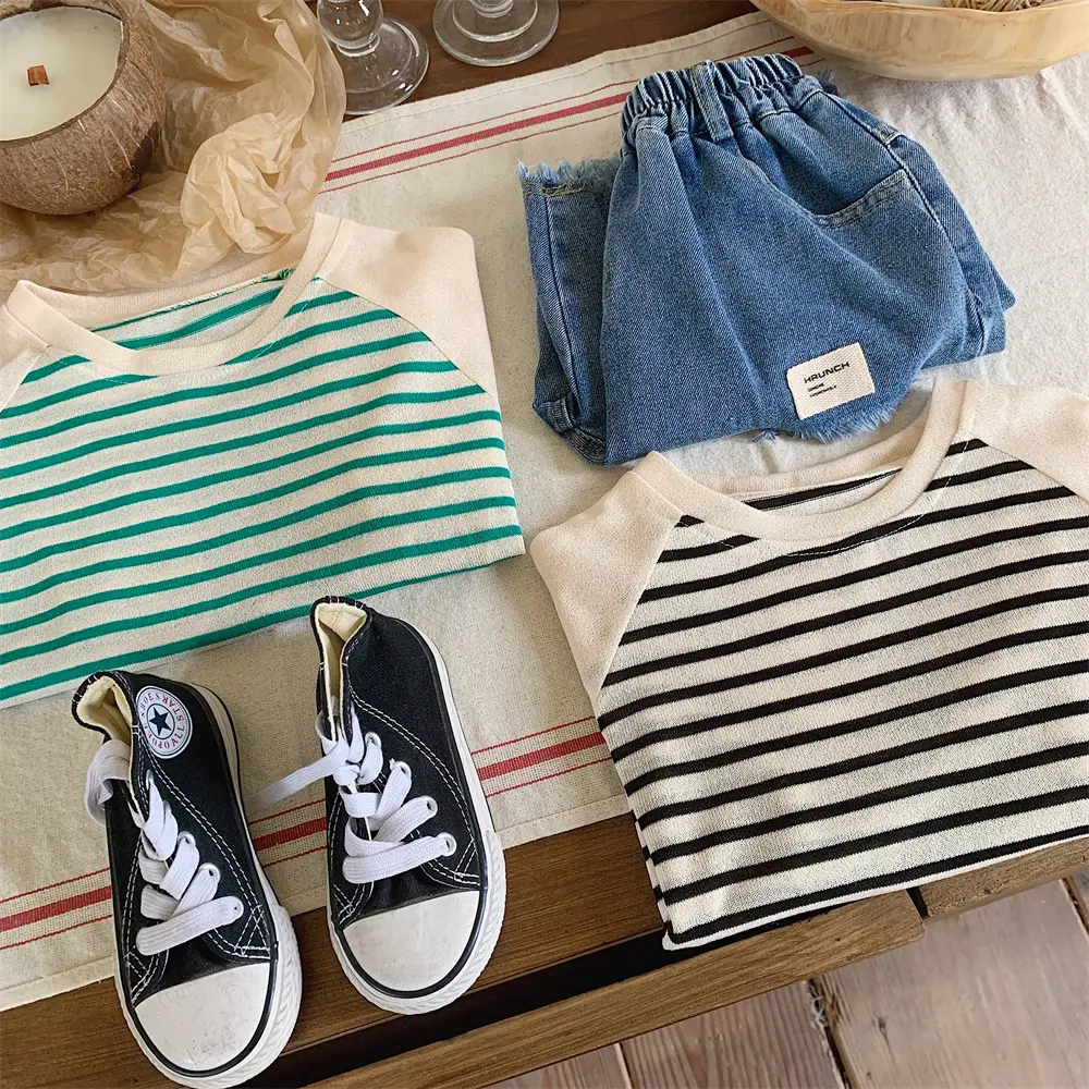 Summer Casual Striped T-Shirt Top for Boys Girls — feature 15