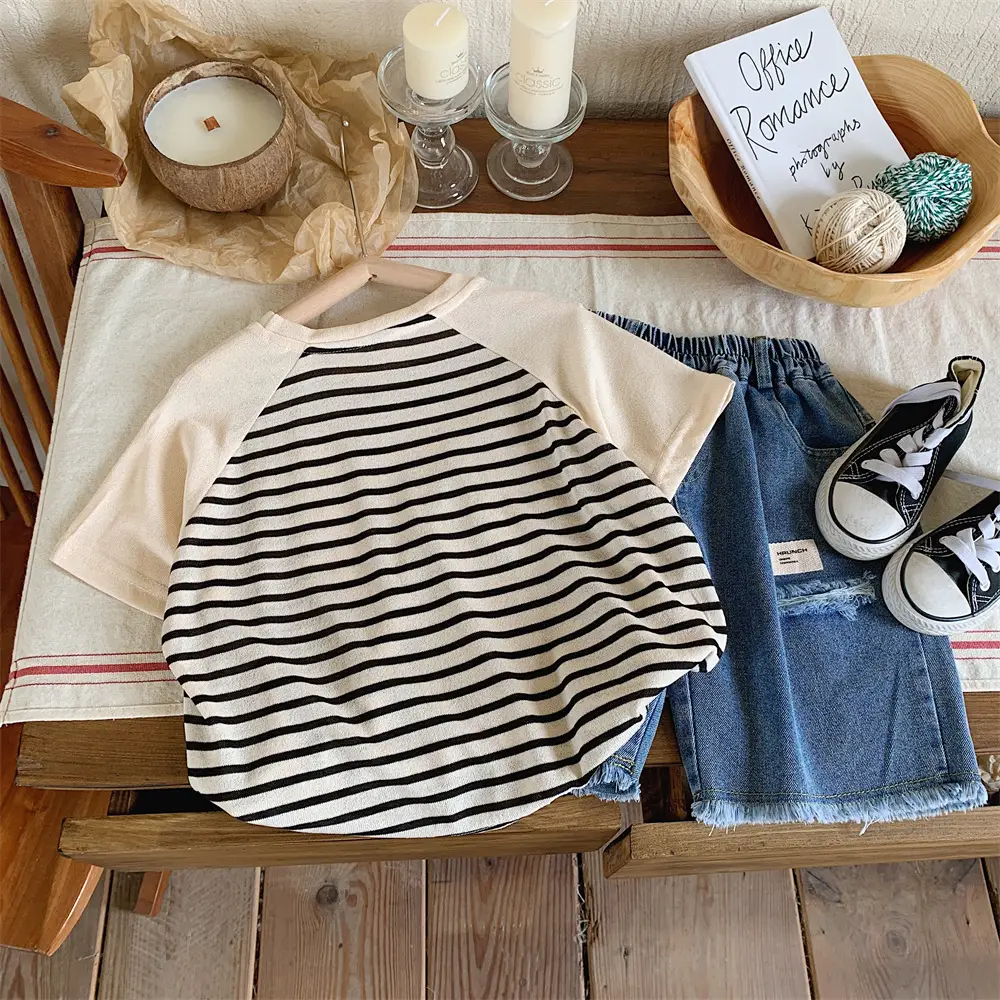 Summer Casual Striped T-Shirt Top for Boys Girls — feature 6