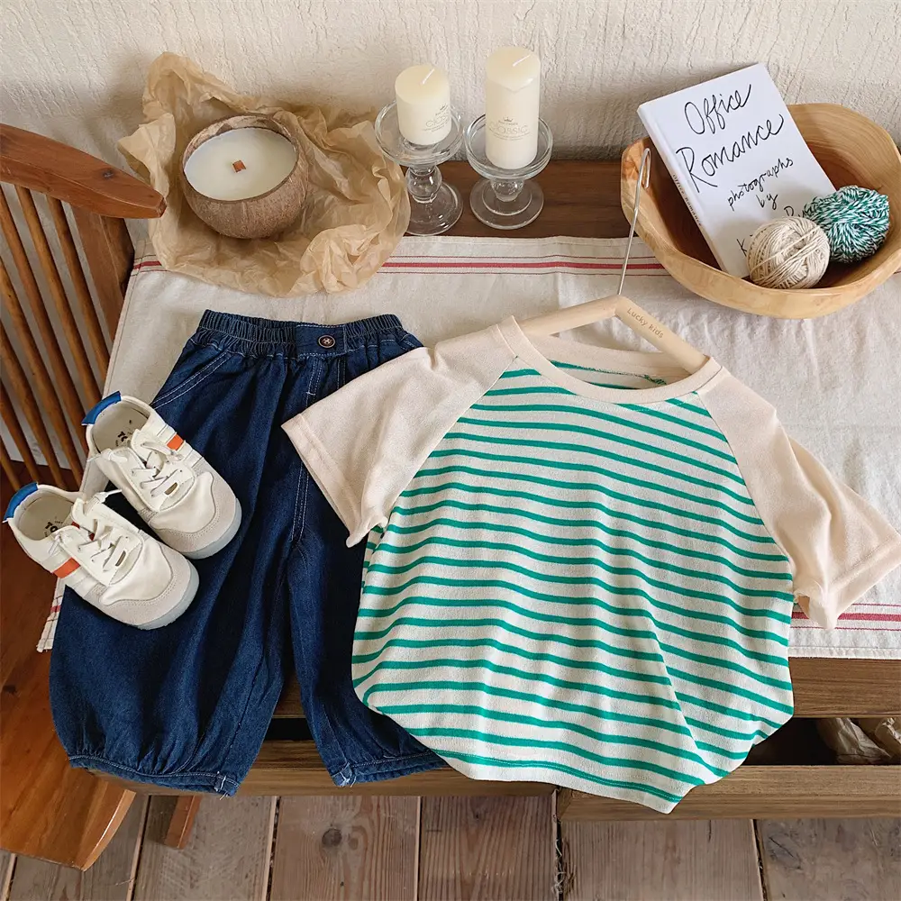 Summer Casual Striped T-Shirt Top for Boys Girls — feature 8