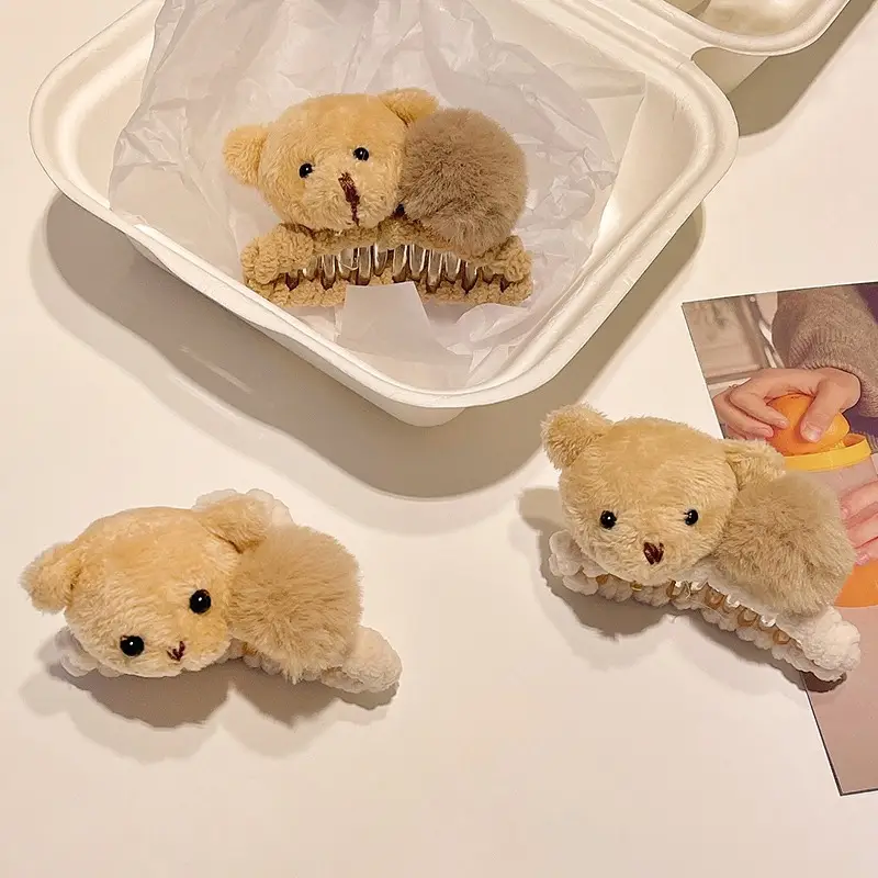 Cute Plush Bear Fur Clip for Ponytail & Hair Accessories - Image 6