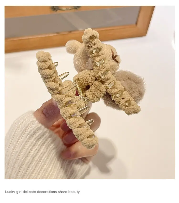 Cute Plush Bear Fur Clip for Ponytail & Hair Accessories — feature 12