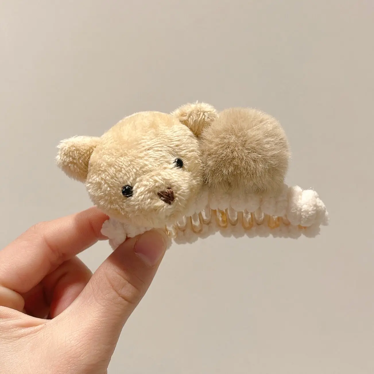 Cute Plush Bear Fur Clip for Ponytail & Hair Accessories - Image 2
