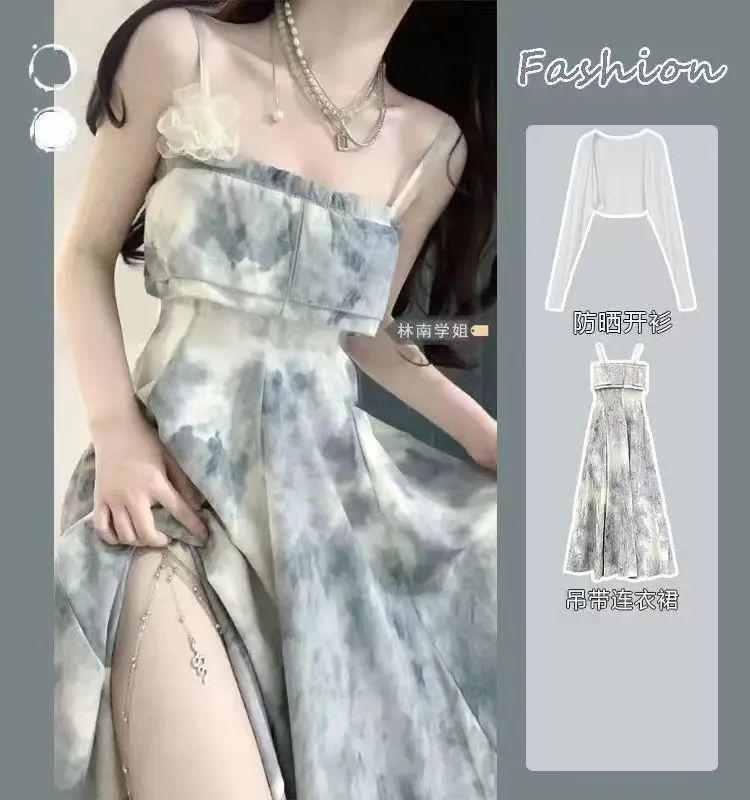 Vintage Ink Tie-Dye Chest Wrap Dress Women 2025 Summer β feature 40