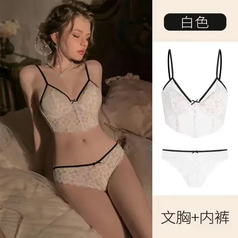 French Style Lace Underwear Set Big Chest Small Push Up - Image 5