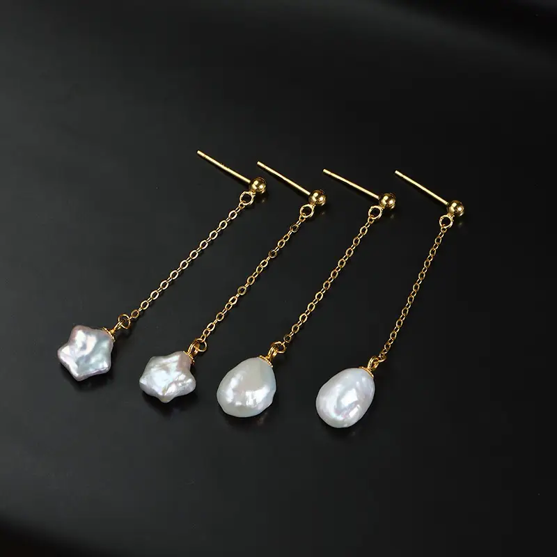 Sterling Silver Pearl Earrings Gold Plated All Over Design - Image 4