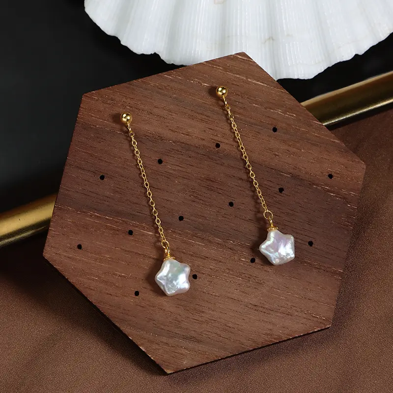 Sterling Silver Pearl Earrings Gold Plated All Over Design - Image 2