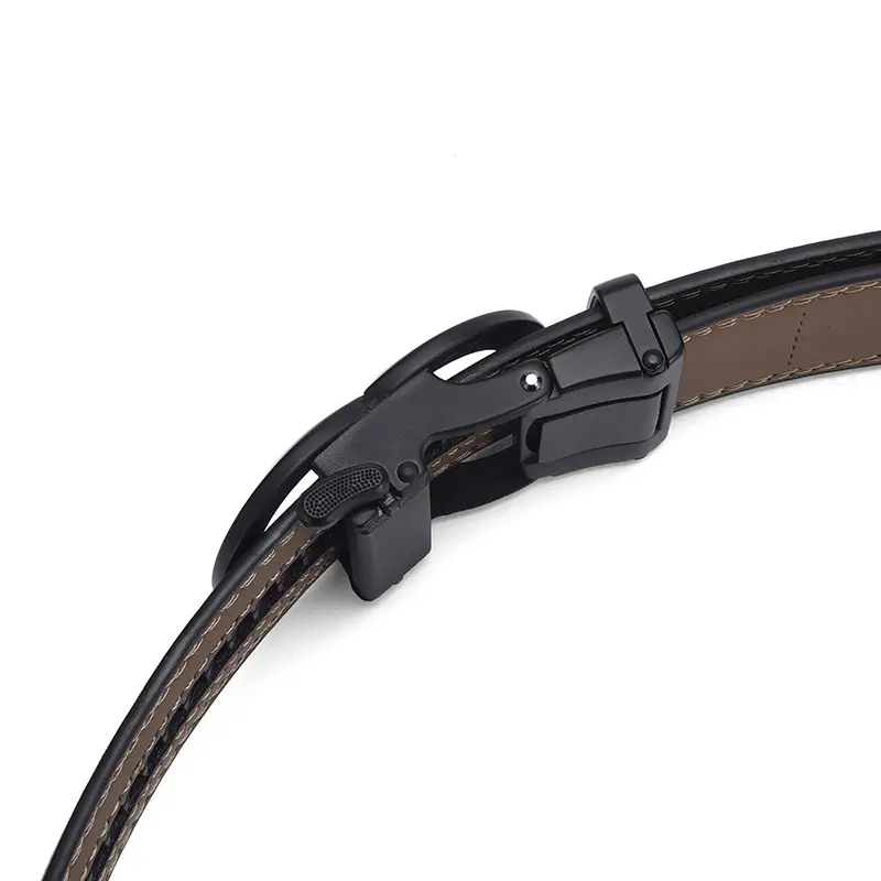 Men's Black Genuine Leather Belt with Silver Buckle β feature 12