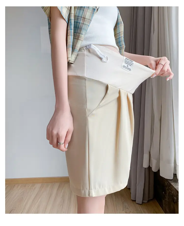 2024 New Maternity Ice Silk Low-Waist Wide-Leg Fashion Slimming Outerwear Five-Point Pants Straight-Leg Suit Shorts — feature 30