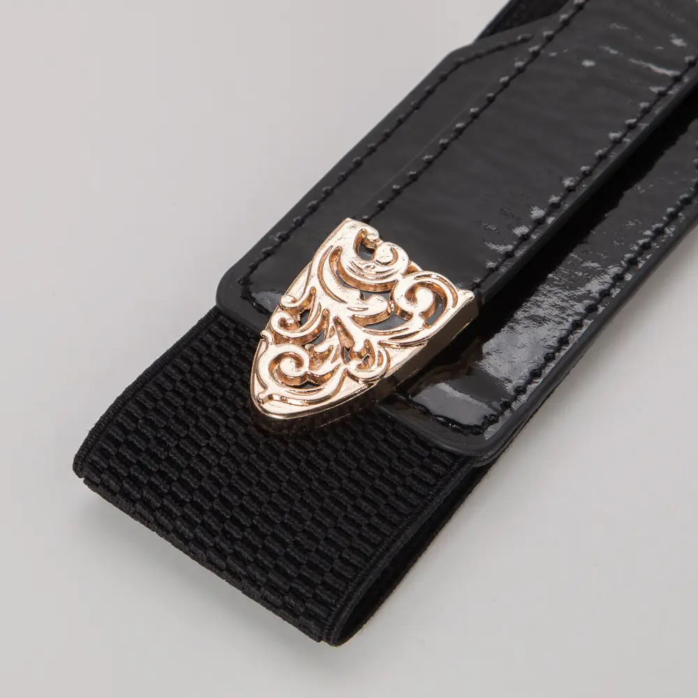 Vintage Hollow Double Buckle Belt Women's Red Elastic Waist Cover - Image 11