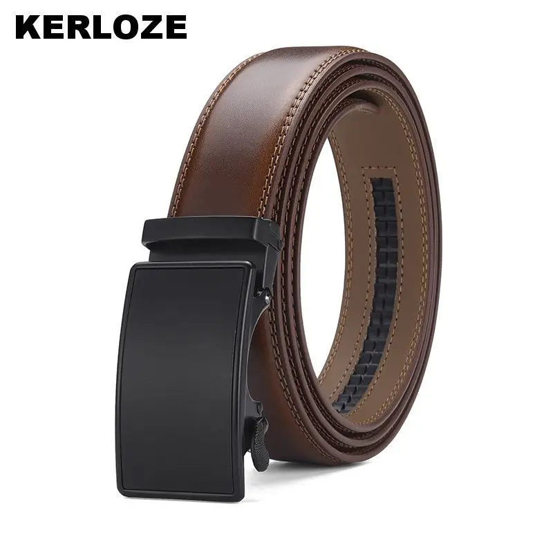 Men's Brown Pure Cowhide Belt with Automatic Buckle - Image 4
