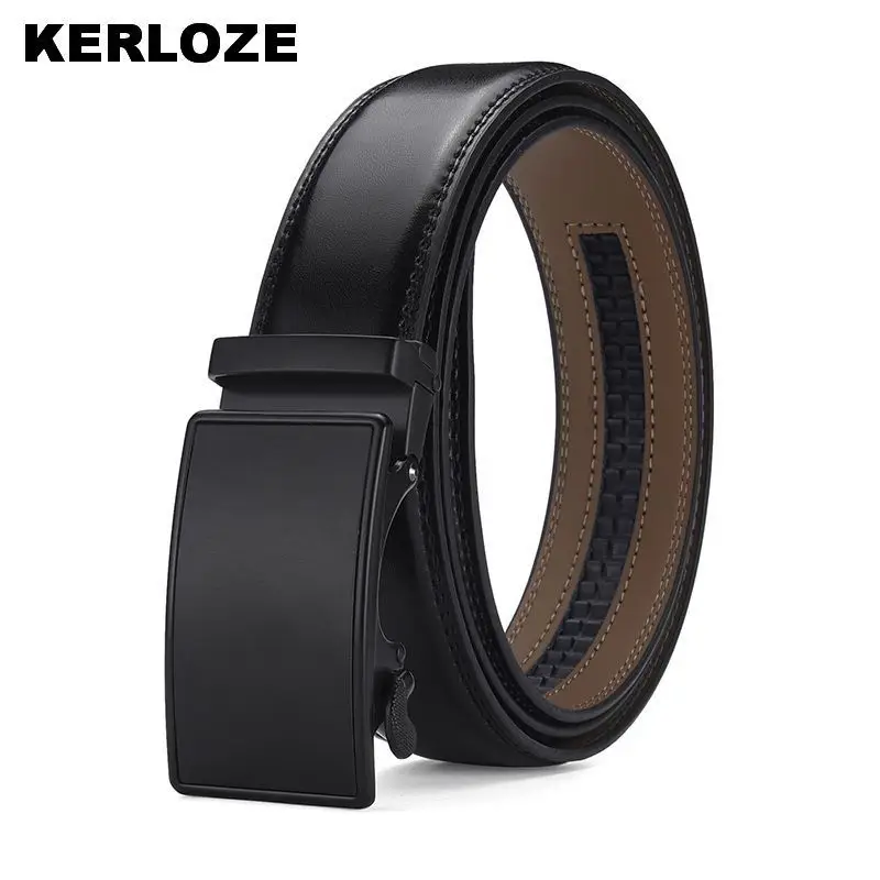 Men's Brown Pure Cowhide Belt with Automatic Buckle - Image 6