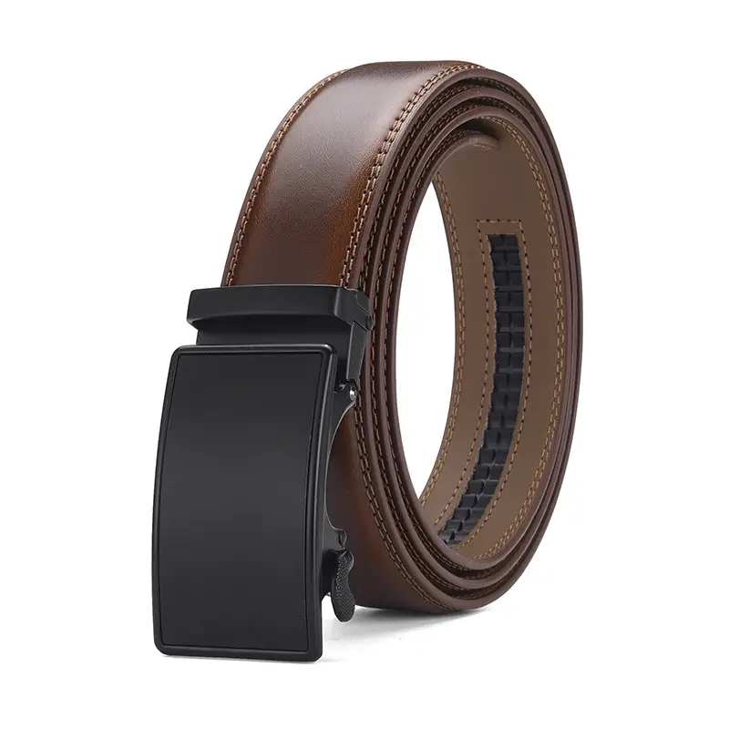 Men's Brown Pure Cowhide Belt with Automatic Buckle β feature 3