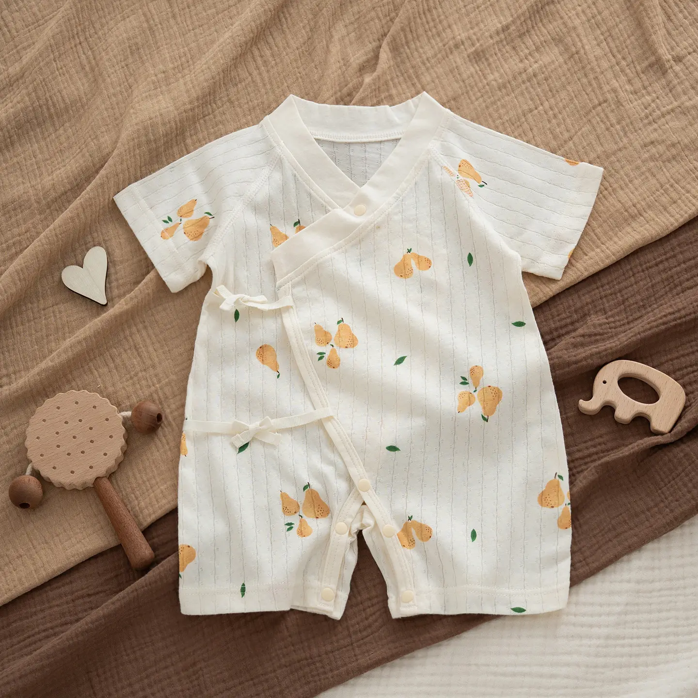 New Arrival Baby Kimono Set White Rabbit Print Cotton - Image 3