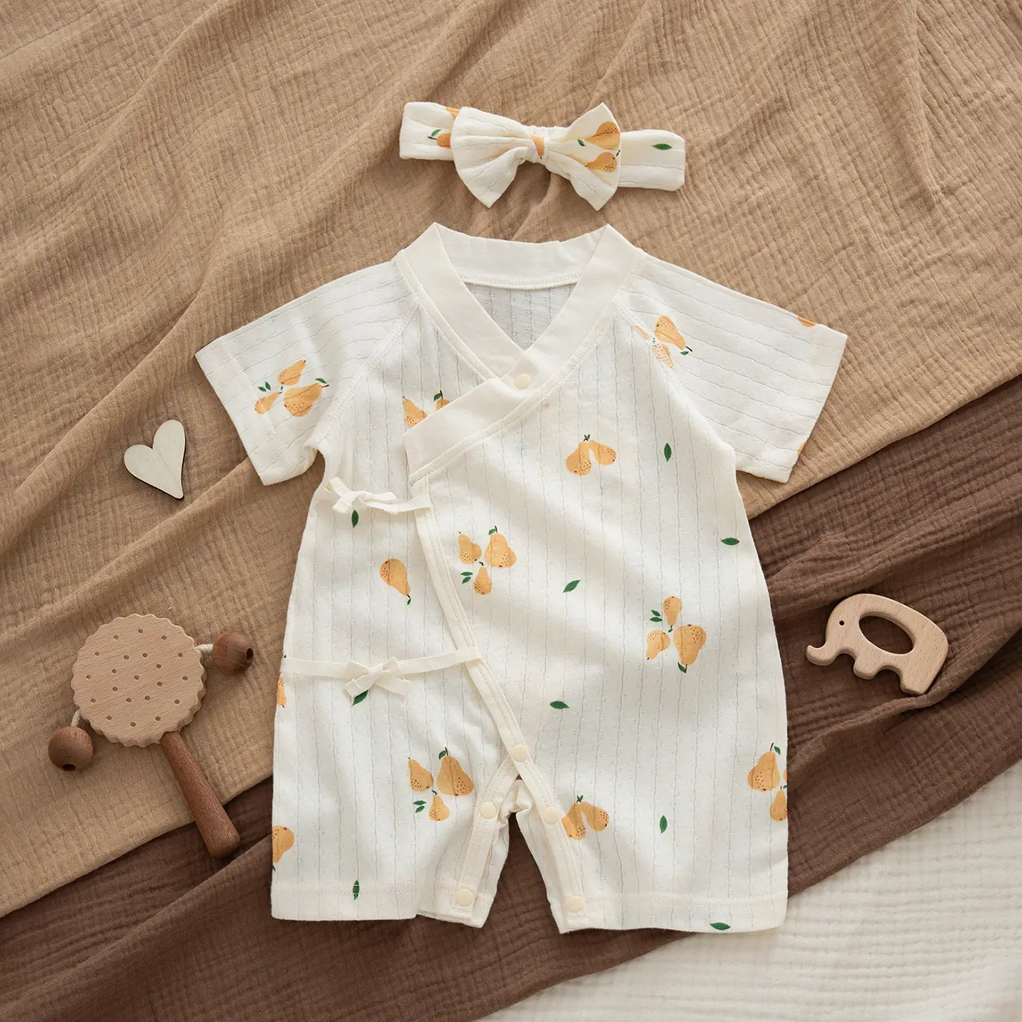 New Arrival Baby Kimono Set White Rabbit Print Cotton - Image 5