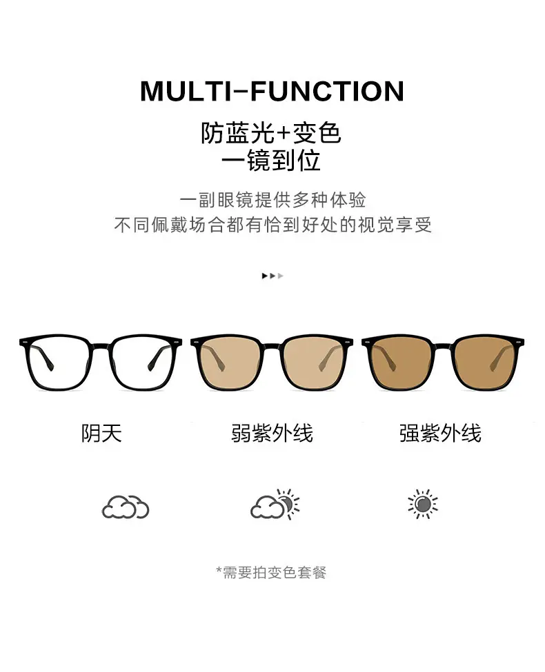 Photochromic Square Frame Sunglasses Black Blue Light Blocking β feature 17